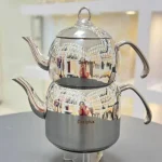 کتری قوری استیل کف چدن دسیلوکس لوله مرغابی کد ۸۰۲ سیلور