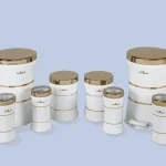 سرویس آشپزخانه 8 پارچه یونیک کمر باریک خطی سفیدطلا کد un-4596