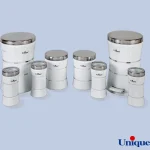 سرویس آشپرخانه 8 پارچه یونیک کمر باریک خطی سفید استیل کد un-4592