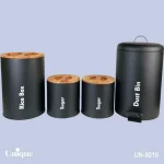 سرویس آشپزخانه 4 پارچه مشکی مات درب بامبو یونیک کد UN-8016