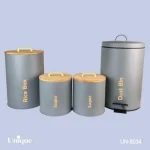 سرویس آشپزخانه 4 پارچه فیلی (طوسی )درب بامبو یونیک کد UN-8034