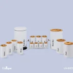سرویس آشپزخانه 16 پارچه سفید سنباده ای درب چوبی یونیک کد UN-8060