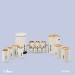 سرویس آشپزخانه 16 پارچه نباتی (کرم )درب بامبو یونیک کد UN-8056