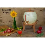 کلمن سرامیک طرح بشکه 5.5 لیتر پایه چوب برند EMBICO کد 4038