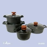 سرویس قابلمه یونیک 8 پارچه قپه چوبی مدل دیاموند طوسی کد UN-8593