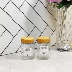 بانکه ادویه شیشه ای لیمون درب چوبی کد 238259