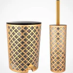 سطل و فرچه لیمون طرح گل مشکی (چاپدار طلایی ) کد 182064