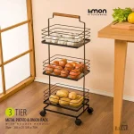 جا سیب زمینی و پیاز لیمون فلزی 3 طبقه دسته چوبی کد 232300