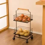 جا سیب زمینی و پیاز لیمون فلزی 2 طبقه دسته چوبی کد 232400
