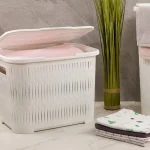 سبد رخت لیمون درب‌دار کوتاه بامبو (الوان) کد 151235