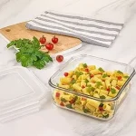 ظرف شیشه ای لیمون مربع درب دار 2/3 لیتر (الوان) کد 204635