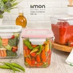 ظرف شیشه ای لیمون مربع درب دار 860 میل کد 198435