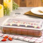 ظرف شیشه ای لیمون درب دار مستطیل 1/4 لیتر (الوان) کد 205035
