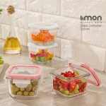 ظرف شیشه ای مربع لیمون درب‌دار 200 میل کد 242635
