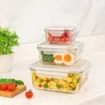 ست ظرف شیشه ای لیمون مربع 6 پارچه (الوان) کد 204835