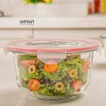 ظرف شیشه ای لیمون گرد درب‌دار 3 لیتر کد 207535