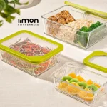 ست ظرف شیشه ای لیمون درب‌دار شیار دار تک رنگ کد 210000