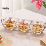 اردو خوری شیشه ای لیمون مربع 3 خانه کد 210700