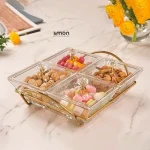 اردو خوری شیشه ای لیمون مربع 4 خانه کد 210800