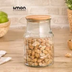 بانکه شیشه ای لیمون 1/2 لیتر درب چوب کد 226159
