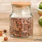 بانکه شیشه ای لیمون 1 لیتر درب چوب کد 226259