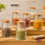 بانکه شیشه ای لیمون 230 میل درب چوب کد 226459
