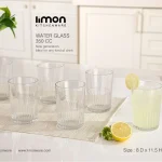 لیوان شیشه ای لیمون شیار دار 350 سی سی 6 عددی کد 221600