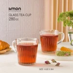 لیوان شیشه ای لیمون دسته دار شیار دار 280cc کد 228100