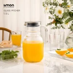 پارچ شیشه ای لیمون 1/5 لیتر درب استیل کد 237600