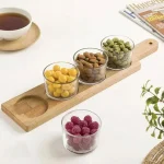 اردو خوری لیمون کاسه گرد 4 عددی پایه چوب کد 222359
