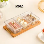 اردو خوری لیمون 3 خانه مستطیل پایه چوب کد 224859
