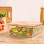 ظرف نگهدارنده لیمون شیار دار 2/25 لیتر درب چوبی کد 219259