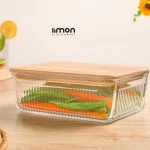 ظرف نگهدارنده لیمون شیار دار 1/1 لیتر درب چوبی کد 219159