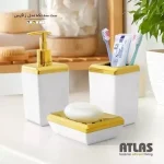 ست سه تکه رومیزی اطلس ATLAS تمام سفید-طلایی مدل زاگرس کد 252