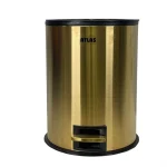 سطل پدالی اطلس ATLAS استیل 15 لیتری درب آرام بند مدل هانیس طلایی کد 356