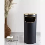 سطل استیل جا سیگاری دار مشکی طلایی اطلس ATLAS کد 399