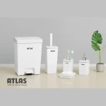 ست سرویس بهداشتی اطلس ATLAS 5 تکه تمام سفید مدل زاگرس کد 395