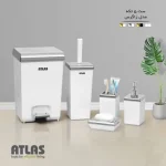 ست سرویس بهداشتی اطلس ATLAS 5 تکه سفید کروم مدل زاگرس کد 397