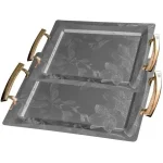 سینی آینه ای KST کی اس تی دو تایی مدل دسته صدفی زاماک جفتی کد 715