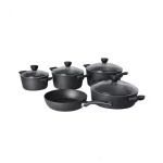 سرویس قابلمه گرانیت Riwald ریوالد 9 پارچه مدل پریستون مشکی طرح دار کد 6501109-0311