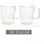 لیوان 2 جداره دو تایی 300میلی لیتر شفاف بی وی کی BVK مدل pirex کد VK316104