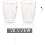 لیوان 2 جداره شفاف دو تایی بی وی کی BVK مدل pirex کد VK316108
