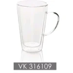لیوان 2 جداره تکی 300میلی لیتر شفاف بی وی کی BVK مدل pirex کد VK316109