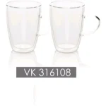 لیوان 2 جداره شفاف دو تایی بی وی کی BVK مدل pirex کد VK326108