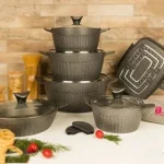 قابلمه 15 پارچه بی وی کی BVK مدل دودی گرانیت کد VK713515-7